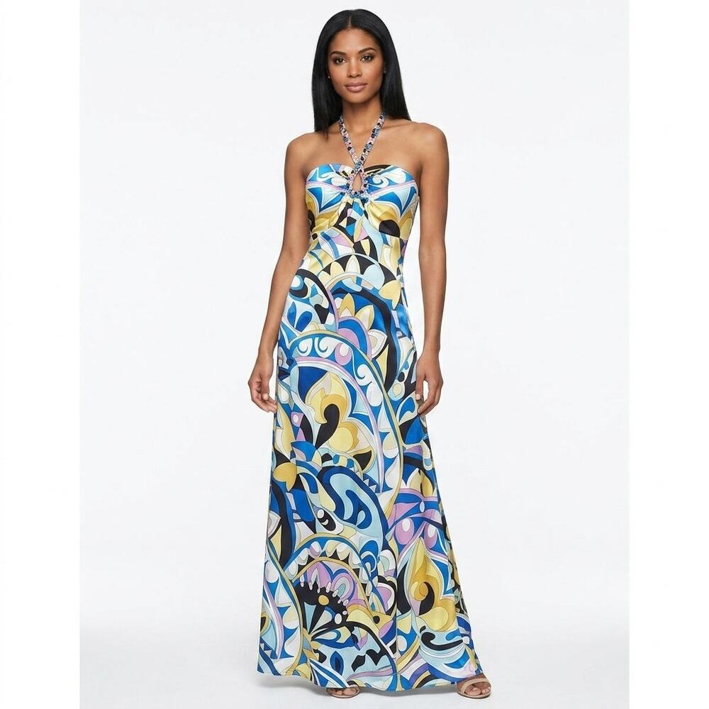 Faviana Couture Multicolor Maxi Geometric Dress Women Plus Size 20W